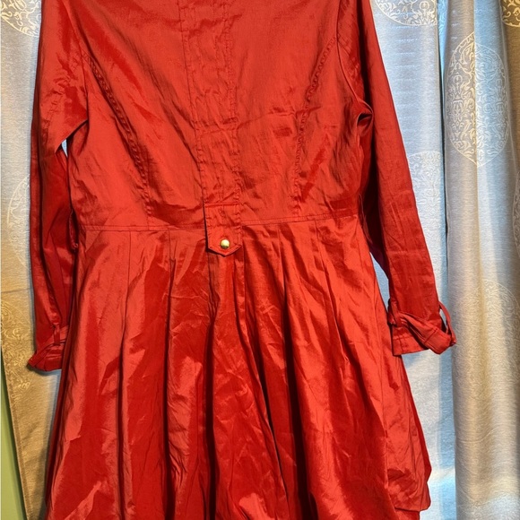 Samuel Dong Red Bubble Hem Trench Coat Size L - Picture 9 of 16